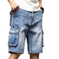 Men's Denim Shorts Cargo Multi-pocket Baggy Five-Point Jeans Shorts Fat Large Size Denim Shorts Plus Size 40 42 44