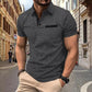 Summer new men's POLO shirt outdoor casual solid-color checkered false pocket design breathable lapel short-sleeved top