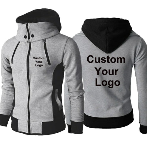 New Fashion Men's  Winter Custom Your Logo  Jacket Hoodies Long Sleeve Outdoor Sportswear Male Hoodie Jacket