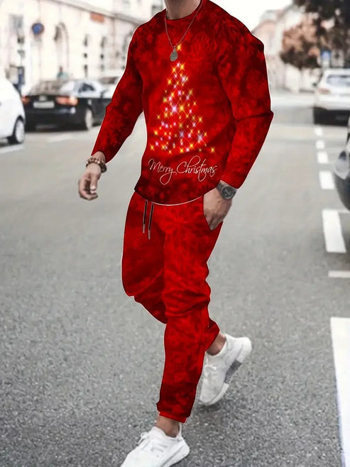 Christmas Clothing Set Spring Autumn Men Women Fashion 3D Printing Fashion Casual Sportswear Sweatshirt Jogging Pants 2Pcs Sets