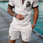 Summer Men's Luxury Polo Shirt Shorts Suit Fashion Trend Tracksuit 2 Pieces Vintage Tiger Print Outfit Set Male Casual Clothing