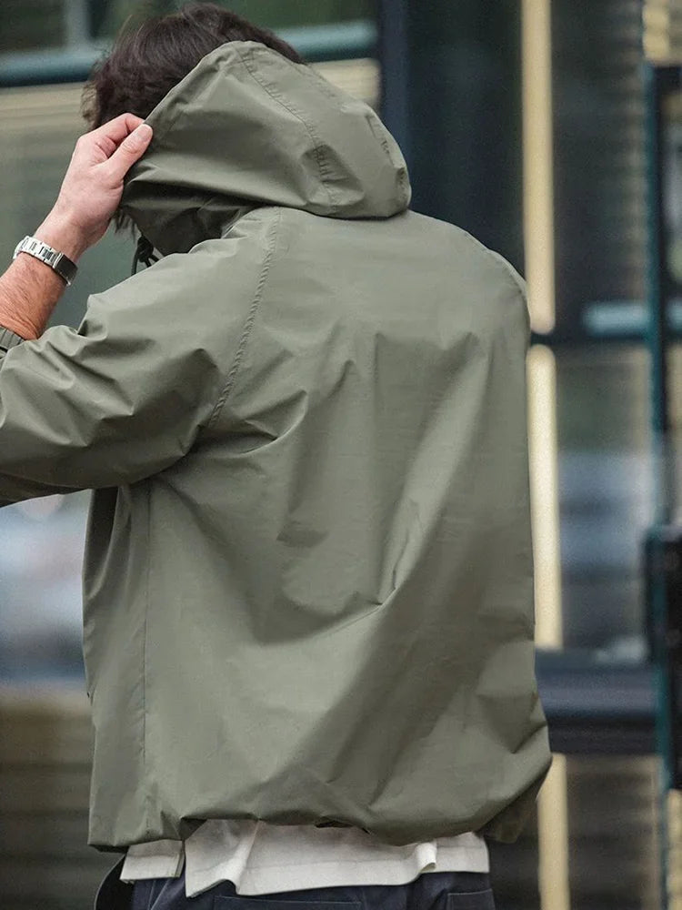 Mountain Functional Spring Lightweight Windbreaker Japanese Retro Loose Thin Hooded Jacket Men Deck Workwear Half Zip Pullover