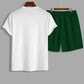 Short-sleeved shorts summer men's suit simple fitted T-shirt letter print with the same printed shorts two-piece set