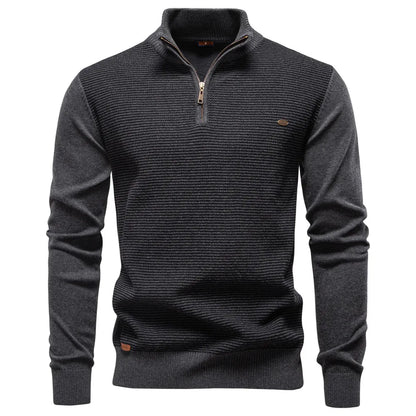 Autumn Winter New Fashion Men's Half Zipper Stand Collar Casual Trendy Business Slim Knitted Pullover Sweaters Male Clothes Tops