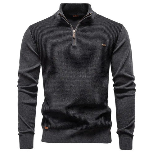 Autumn Winter New Fashion Men's Half Zipper Stand Collar Casual Trendy Business Slim Knitted Pullover Sweaters Male Clothes Tops