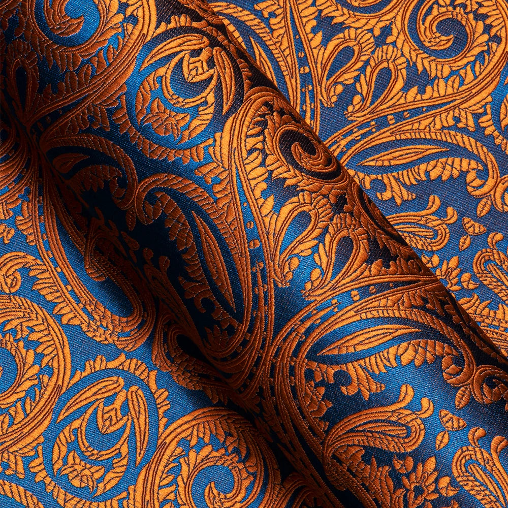Designer Silk Shirts for Men Blue Gold Green Red White Black Paisley Embroidered Slim Fit Male Blouses Casual Long Sleeve