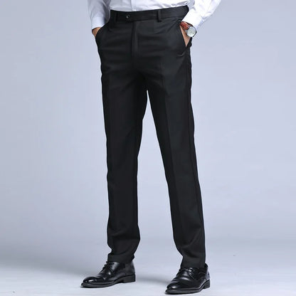 Suit Pants Men Straight Business Office Black Wine Red Plus Size 42 44 45 Slim Fit Spring Autumn Work Male Formal Trousers