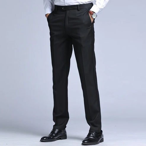 Suit Pants Men Straight Business Office Black Wine Red Plus Size 42 44 45 Slim Fit Spring Autumn Work Male Formal Trousers
