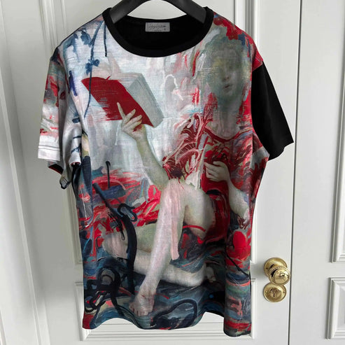 TOP-YAMAMOTO Original Design Collaboration round-neck Silhouette T-shirt, Hawaiian men's and Women's large size