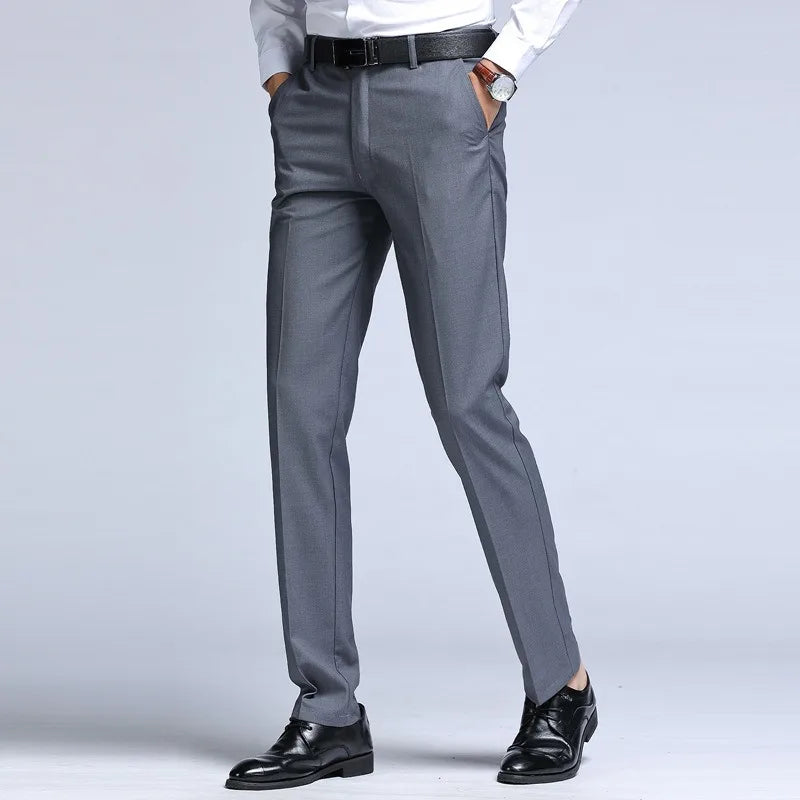 Suit Pants Men Straight Business Office Black Wine Red Plus Size 42 44 45 Slim Fit Spring Autumn Work Male Formal Trousers