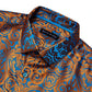 Designer Silk Shirts for Men Blue Gold Green Red White Black Paisley Embroidered Slim Fit Male Blouses Casual Long Sleeve