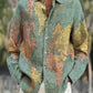 Men's Shirt Long Sleeve Lapel Loose Casual Outdoor Spring Summer High Quality Material Map Stitching Plaid 3D Printing Plus Size