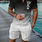 Summer Men's Luxury Polo Shirt Shorts Suit Fashion Trend Tracksuit 2 Pieces Vintage Tiger Print Outfit Set Male Casual Clothing