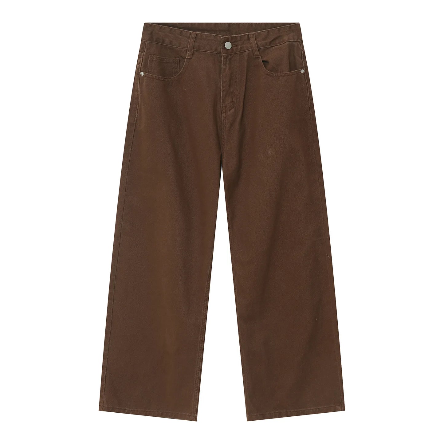 2025 Apricot black Men's Wear New Coffee Casual Denim Trousers Spring Loose Simple Vintage Wide Leg Male Jeans Korean Fashion