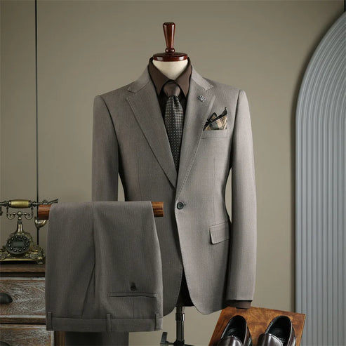2025 Fashion Suit Set For Men Wedding Party Groomsman Elegant Slim Fit Blazer Pants Formal Banquet Business Outfits Two Pieces
