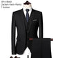Men's 3 Piece Suit Set Solid Color for Wedding Formal Business Dress Blazer Vest Pants Classic Tuxedo Party Groomsmen