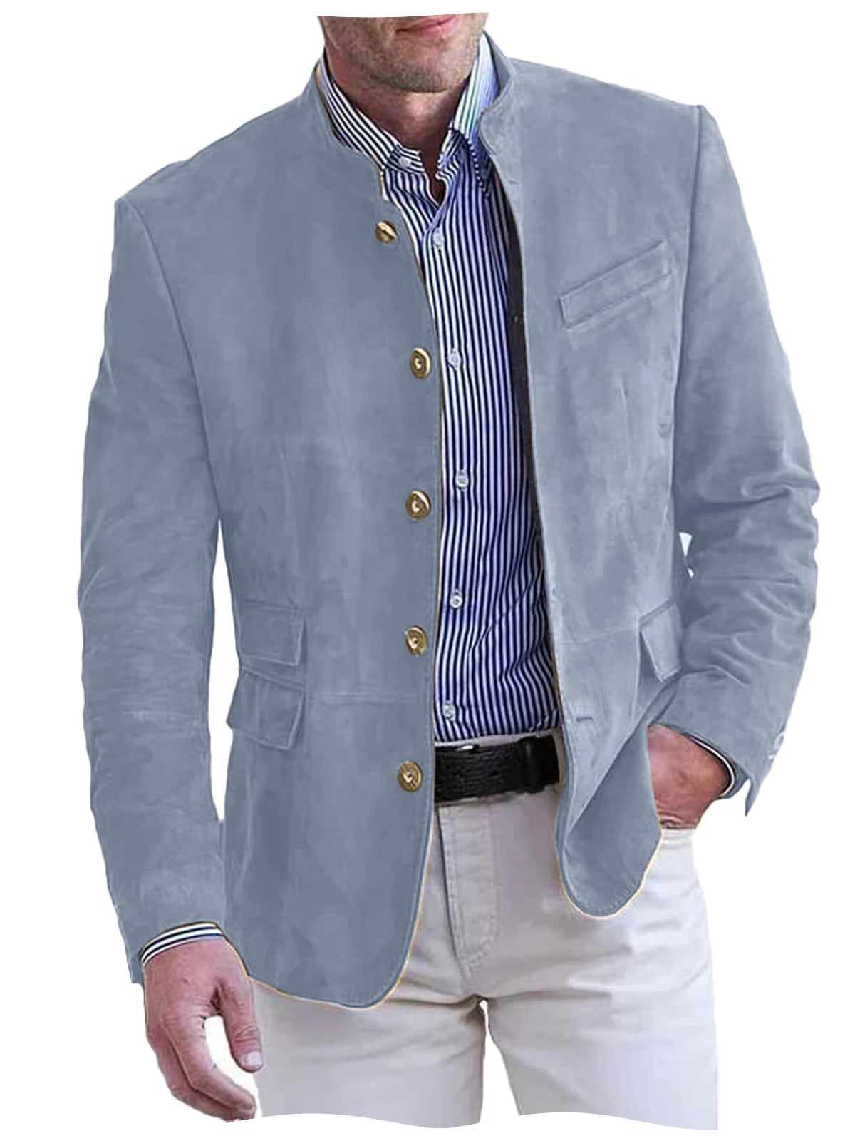 Autumn Winter Men's Casual Blazer Fashion Single-Breasted Snowflake Fleece Jacket Solid Color Daily Work Business Party Coats