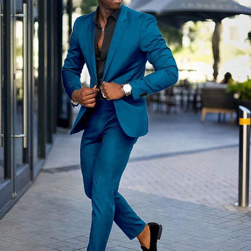 Fashion Black Slim Fit Men Suits Wedding Tuxedos Business Party Prom Best Blazer Sets Masculino 2 Piece Costume Homme Coat Pants