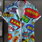 Men's Shirt Fashion Novel Graphic Tops Button Up Shirt Casual New Unisex Shirt Vacation Lapel Short Sleeves Shirt Graffiti Art