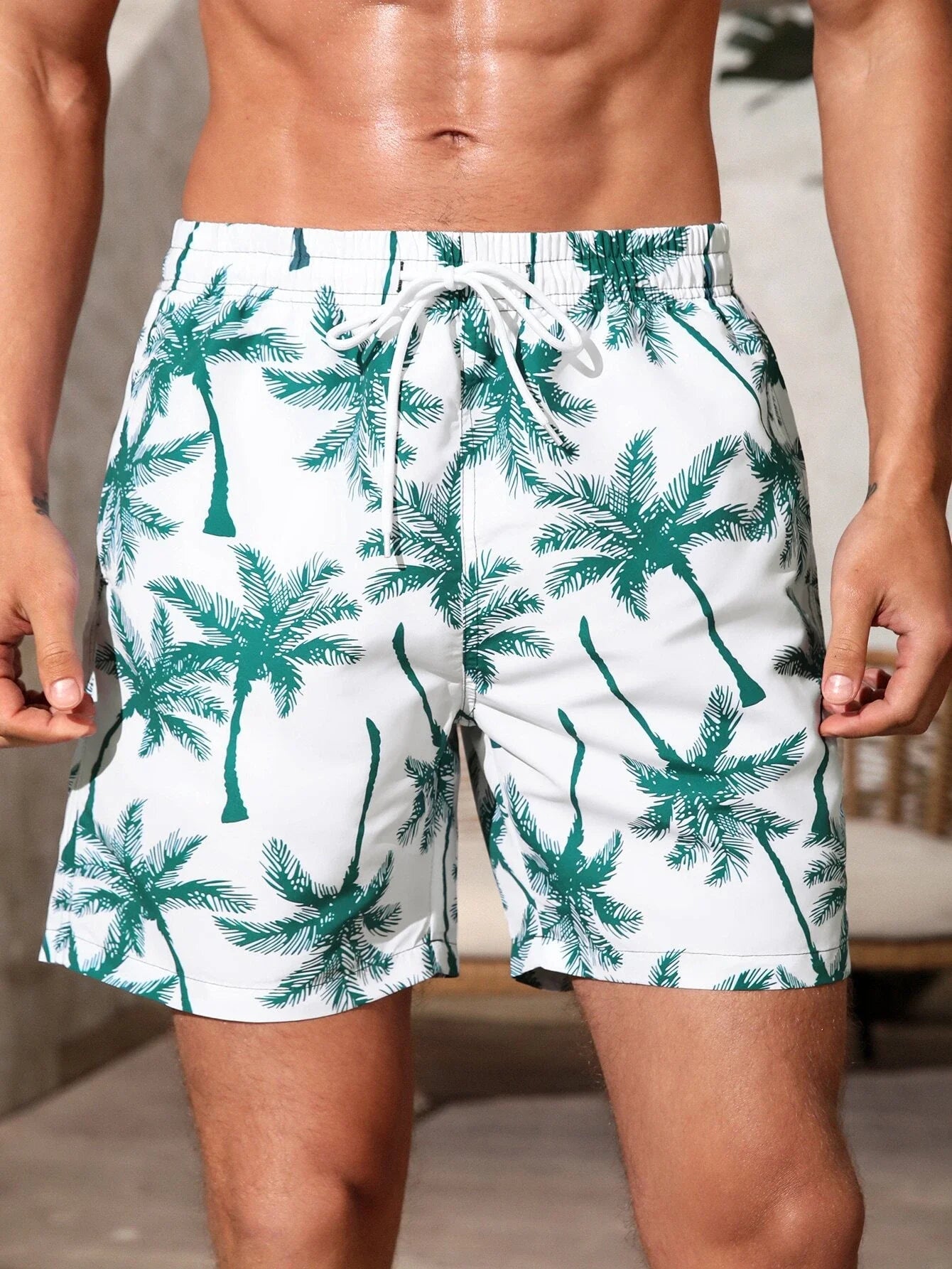 Men's Beach Shorts Summer Fashion Hawaii patterns Drawstring Men's swim Trunks Elastic Waist 3D Print Gradient Breathable Shorts