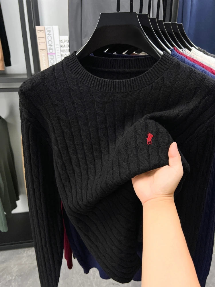 Luxury pony embroidery designer brand sweater men's new fashion unique jacquard comfort Paul casual knitted round neck pullover