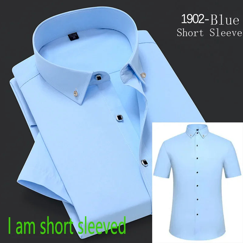 Men's Long Sleeved Shirt Spring and AutumnWhite Casual High Cotton Anti Wrinkle Professional Dress Shirt Men's Diamond Button