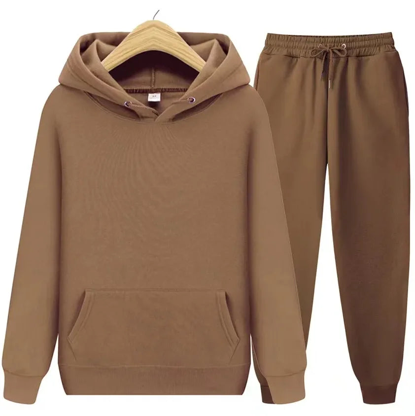 2026 men's autumn and winter casual two-piece hooded sweatshirt and pocket pants regular fit outdoor sports set