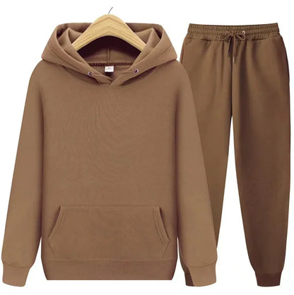 2026 men's autumn and winter casual two-piece hooded sweatshirt and pocket pants regular fit outdoor sports set