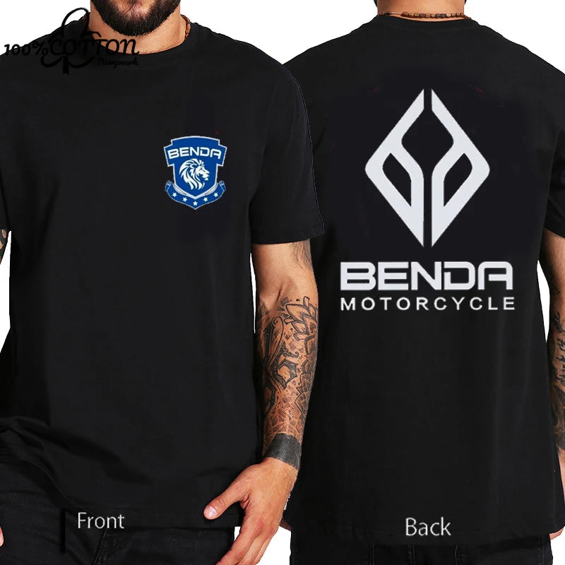 Harajuku Benda Motorcycle printed T-shirt 100%Cotton top Unisex shirt short sleeve O-neck Loose Street Fashion