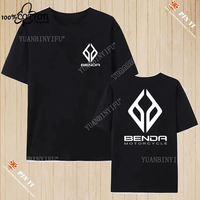 Harajuku Benda Motorcycle printed T-shirt 100%Cotton top Unisex shirt short sleeve O-neck Loose Street Fashion