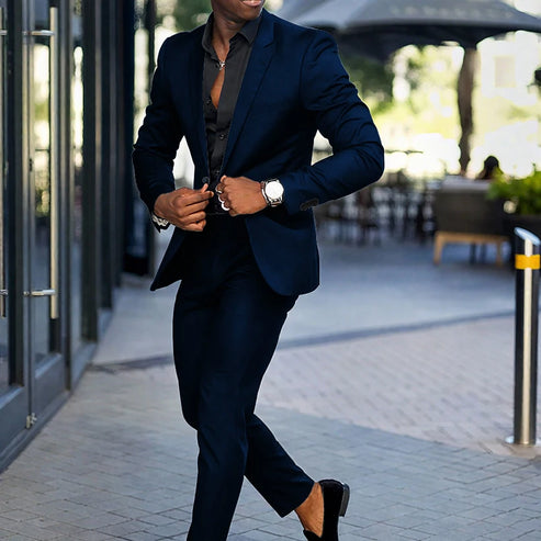 Fashion Black Slim Fit Men Suits Wedding Tuxedos Business Party Prom Best Blazer Sets Masculino 2 Piece Costume Homme Coat Pants
