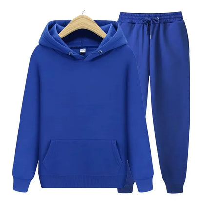 2026 men's autumn and winter casual two-piece hooded sweatshirt and pocket pants regular fit outdoor sports set