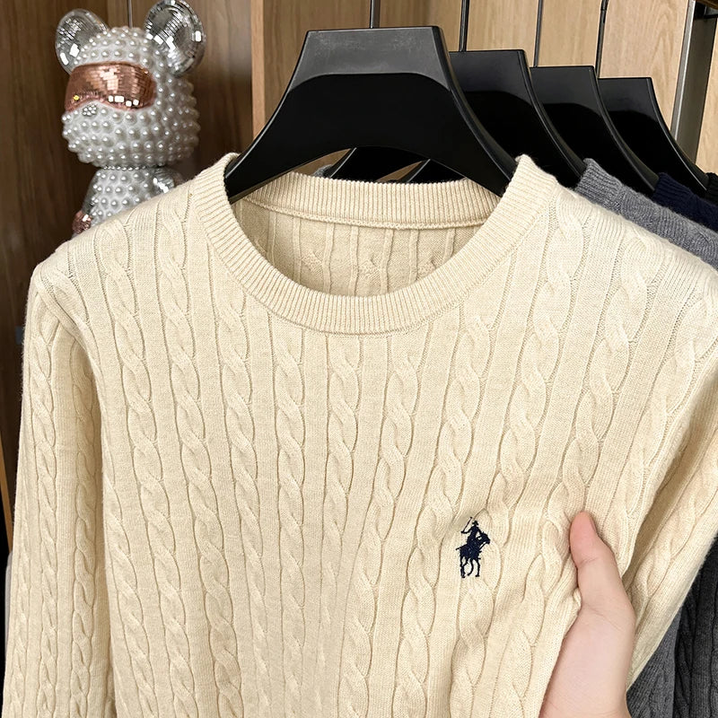 Luxury pony embroidery designer brand sweater men's new fashion unique jacquard comfort Paul casual knitted round neck pullover
