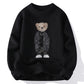 Winter Men's Warm Fleece Sweater O-Neck Embroidered Casual Knitted Inner Lap Pullovers Thick Thermal Printed Sweater