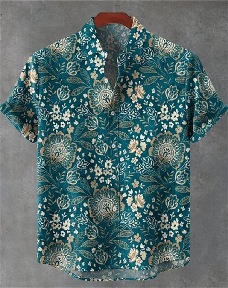 Chemise confortable à manches courtes en lin pour homme, motif géométrique tendance, décontractée, impression 3D HD, livraison r