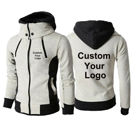 New Fashion Men's  Winter Custom Your Logo  Jacket Hoodies Long Sleeve Outdoor Sportswear Male Hoodie Jacket