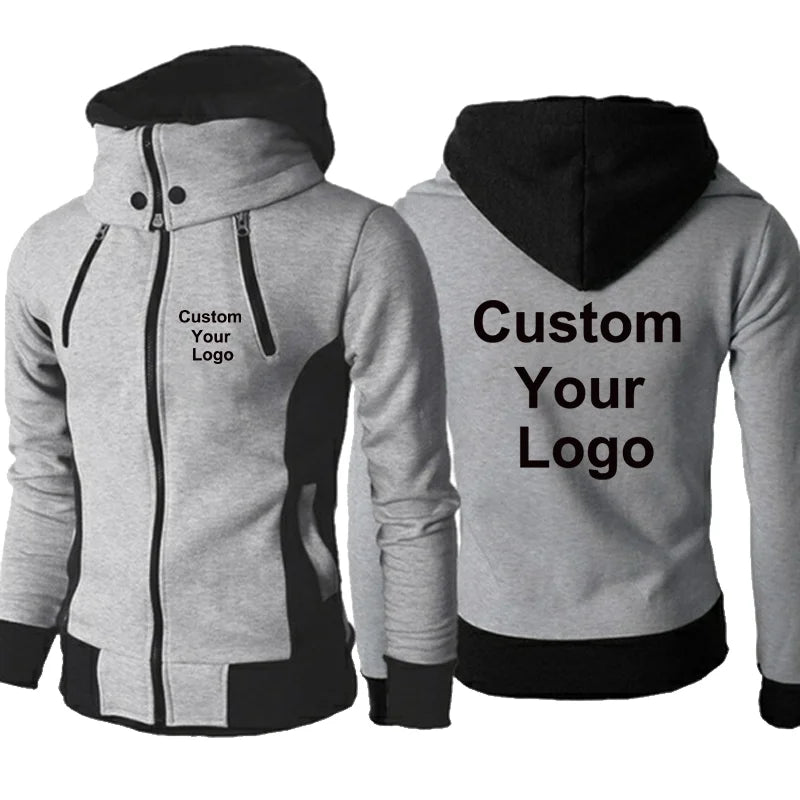 New Fashion Men's  Winter Custom Your Logo  Jacket Hoodies Long Sleeve Outdoor Sportswear Male Hoodie Jacket