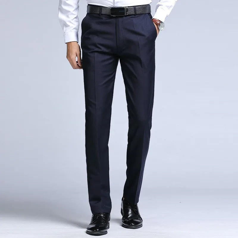Suit Pants Men Straight Business Office Black Wine Red Plus Size 42 44 45 Slim Fit Spring Autumn Work Male Formal Trousers