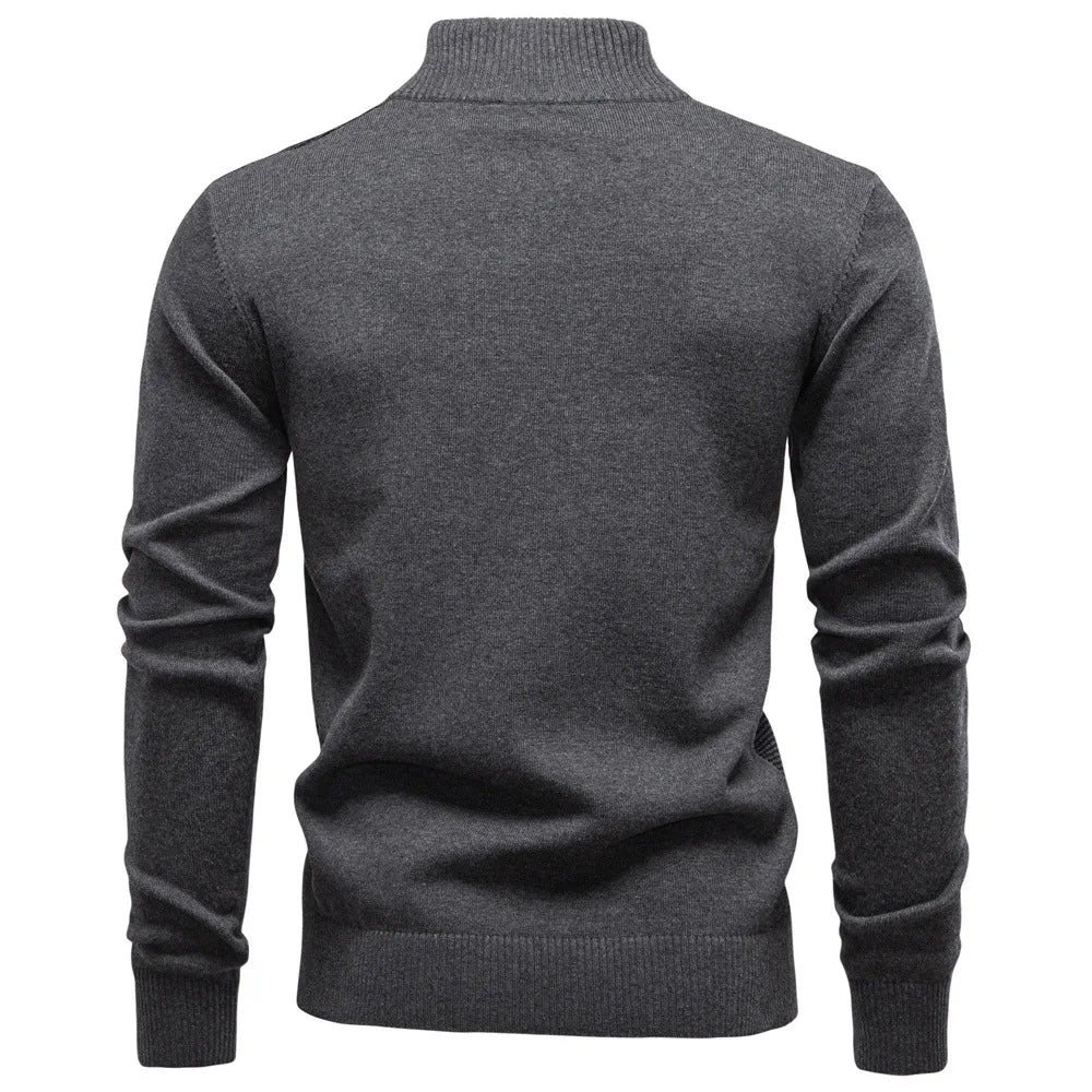 Autumn Winter New Fashion Men's Half Zipper Stand Collar Casual Trendy Business Slim Knitted Pullover Sweaters Male Clothes Tops