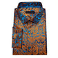 Designer Silk Shirts for Men Blue Gold Green Red White Black Paisley Embroidered Slim Fit Male Blouses Casual Long Sleeve
