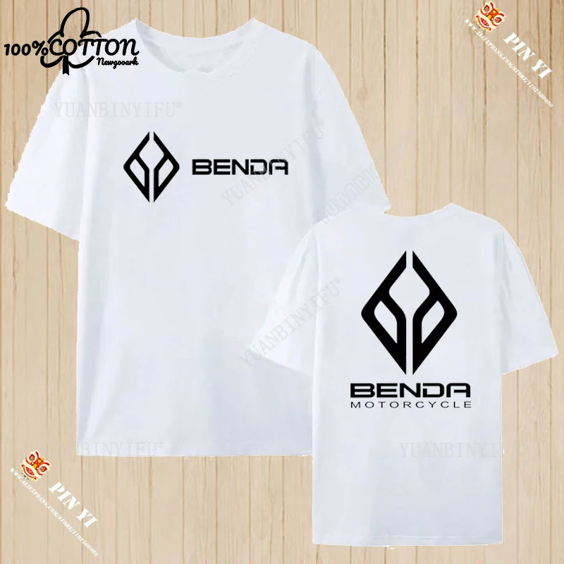 Harajuku Benda Motorcycle printed T-shirt 100%Cotton top Unisex shirt short sleeve O-neck Loose Street Fashion