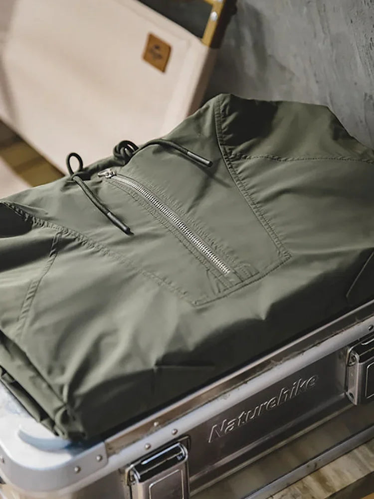 Mountain Functional Spring Lightweight Windbreaker Japanese Retro Loose Thin Hooded Jacket Men Deck Workwear Half Zip Pullover