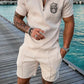 Summer Men's Luxury Polo Shirt Shorts Suit Fashion Trend Tracksuit 2 Pieces Vintage Tiger Print Outfit Set Male Casual Clothing