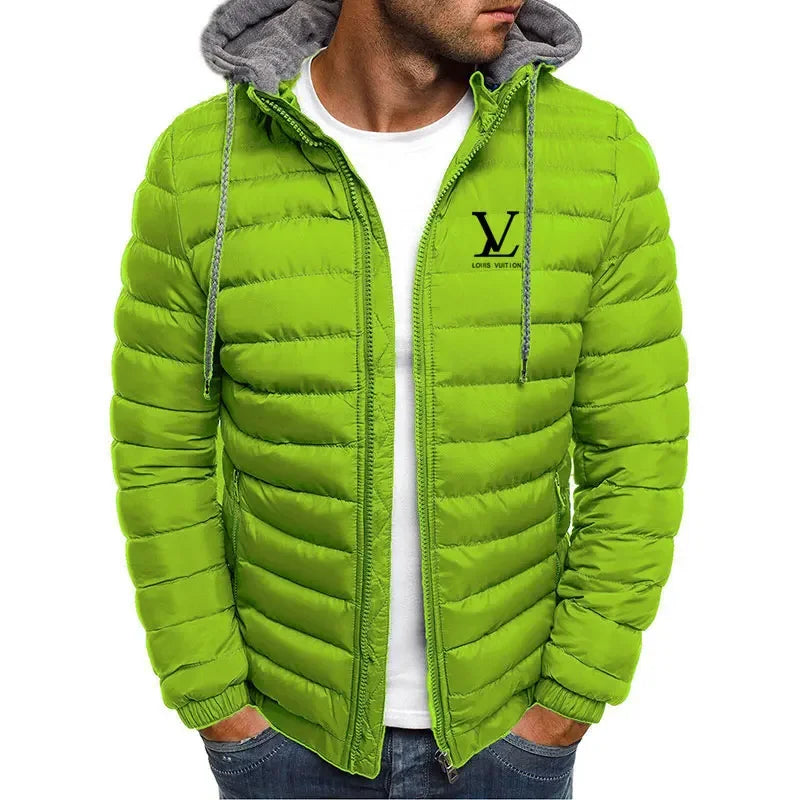 Men's new autumn and winter lightweight cotton-padded jacket, fashionable hooded jacket, outdoor sports hiking men's short coat