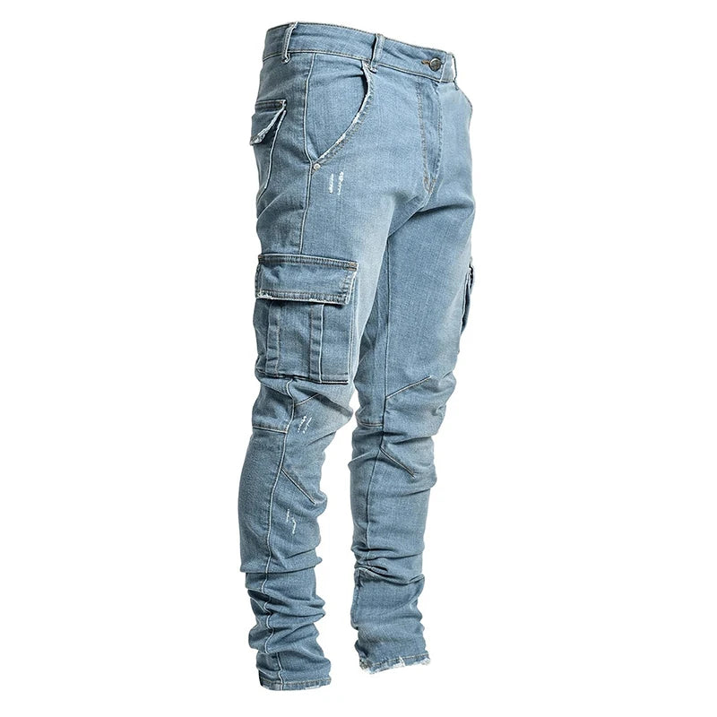 Casual Denim Jeans Men Motorcycle Pants with Protective Gear Slim Jeans Mens Cycling Pant Spring Autumn Blue Black Trousers New