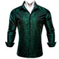 Designer Silk Shirts for Men Blue Gold Green Red White Black Paisley Embroidered Slim Fit Male Blouses Casual Long Sleeve