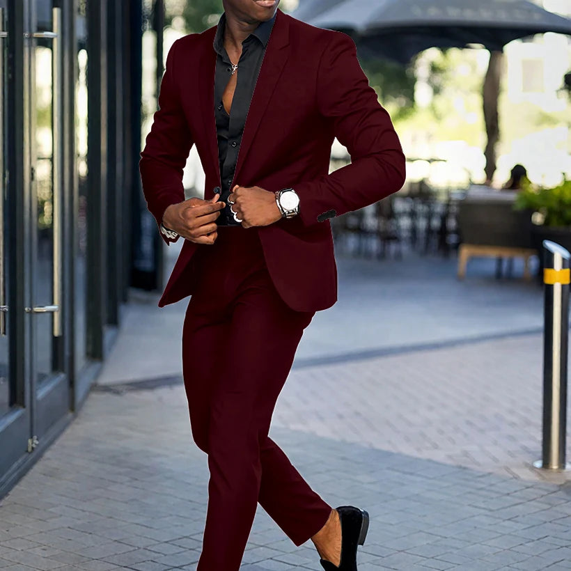 Fashion Black Slim Fit Men Suits Wedding Tuxedos Business Party Prom Best Blazer Sets Masculino 2 Piece Costume Homme Coat Pants