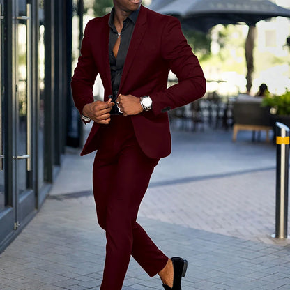 Fashion Black Slim Fit Men Suits Wedding Tuxedos Business Party Prom Best Blazer Sets Masculino 2 Piece Costume Homme Coat Pants