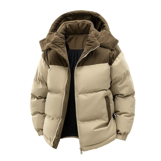 Men's Winter Thickened Cotton-Padded Jacket with Fleece Warm Cold-Proof 2025 Trendy Cotton-Padded Coat for Men