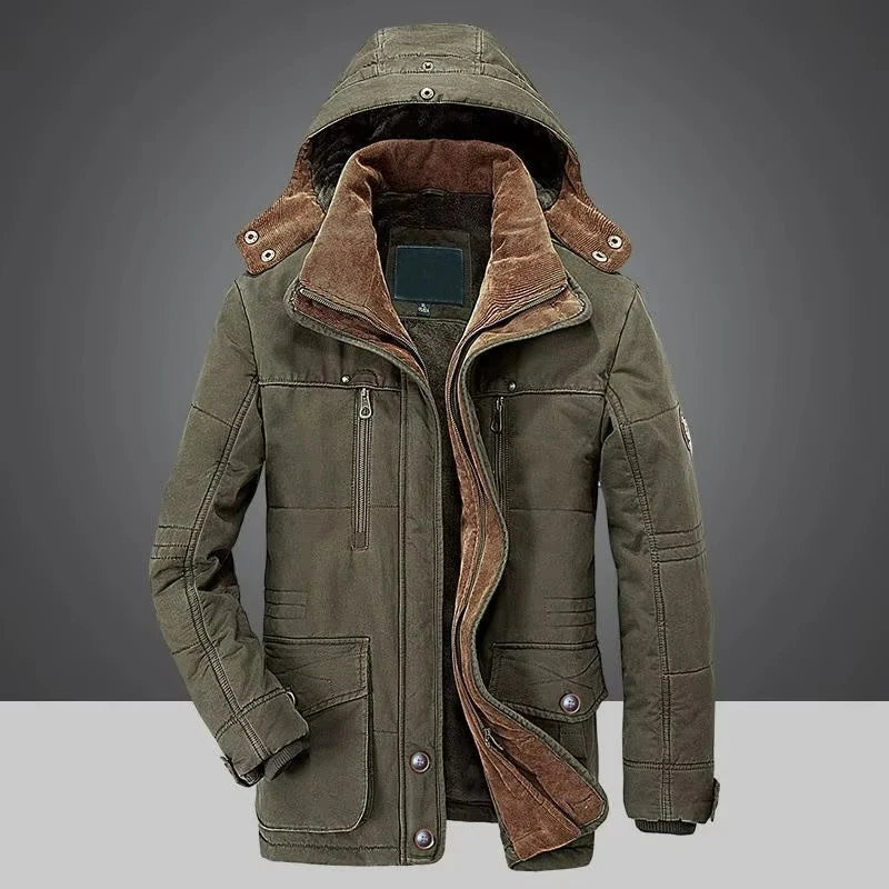 Windproof Fleece Jacket Men Warm Thick Windbreaker Military Coats Winter Hooded Parkas Outerwear Overcoat High Quality Clothing